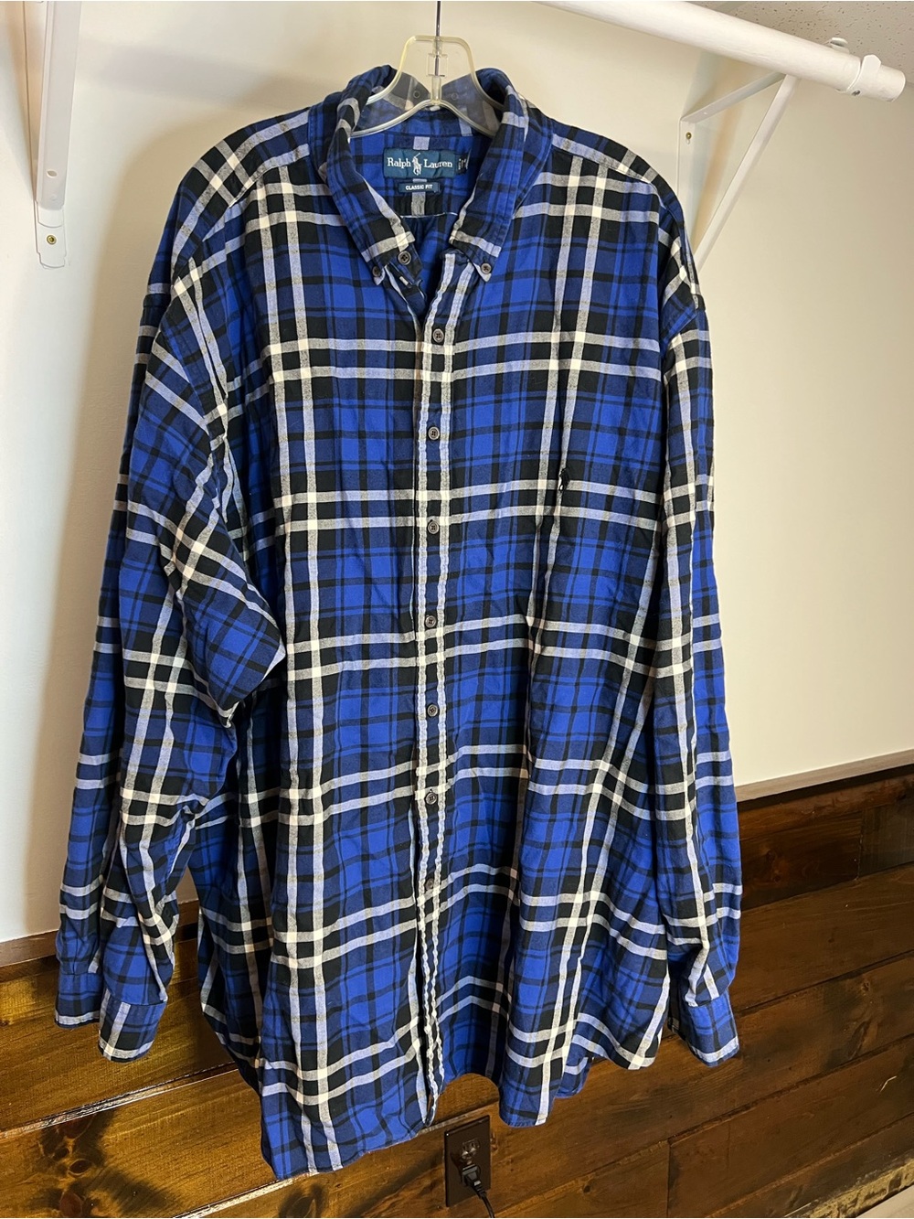 Polo by Ralph Lauren Blue Plaid Button-Down Shirt 100% Cotton- 4XL Tall